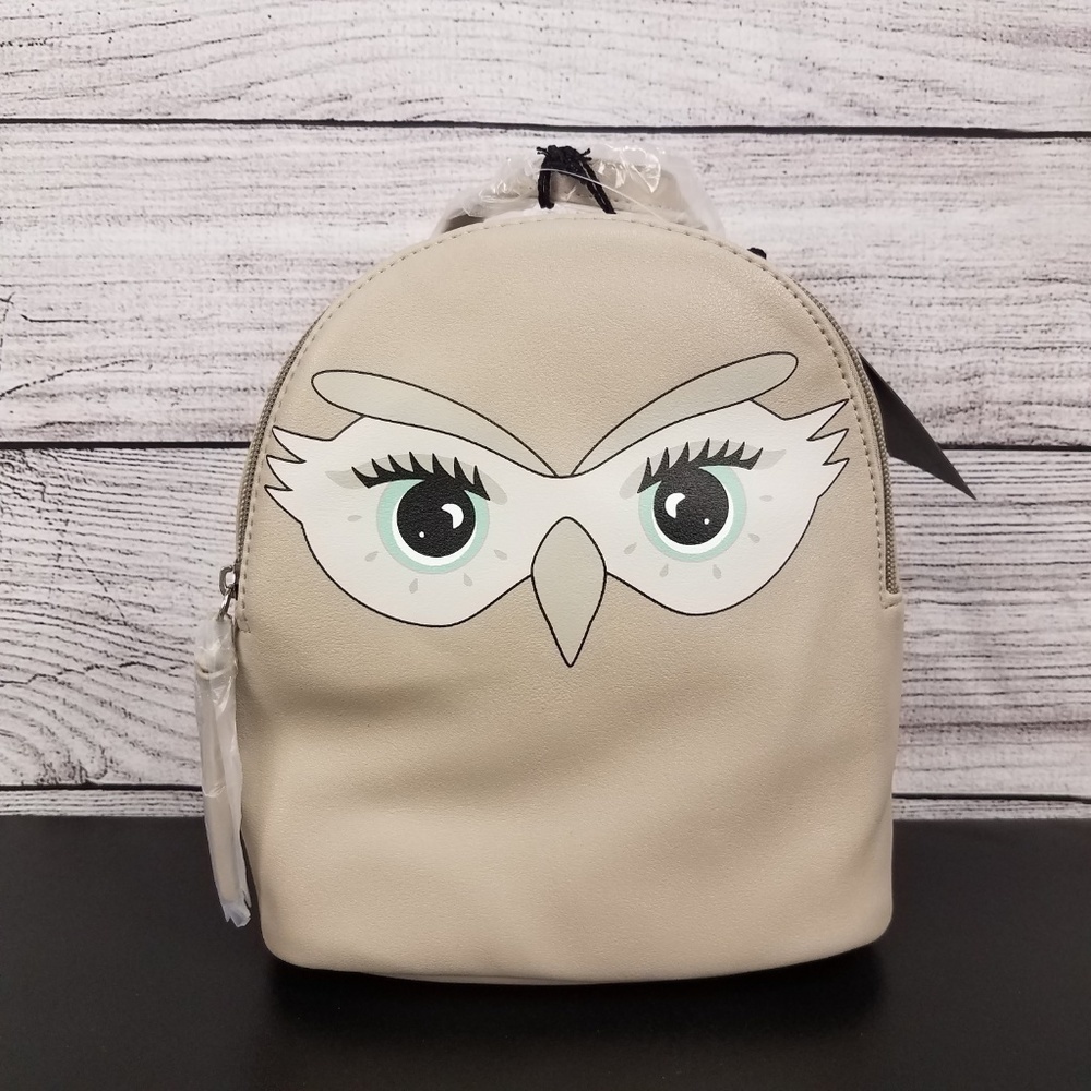 NEW T-Shirt & Jeans Mini Backpack Vegan Faux Leather Graphic Owl Tan School